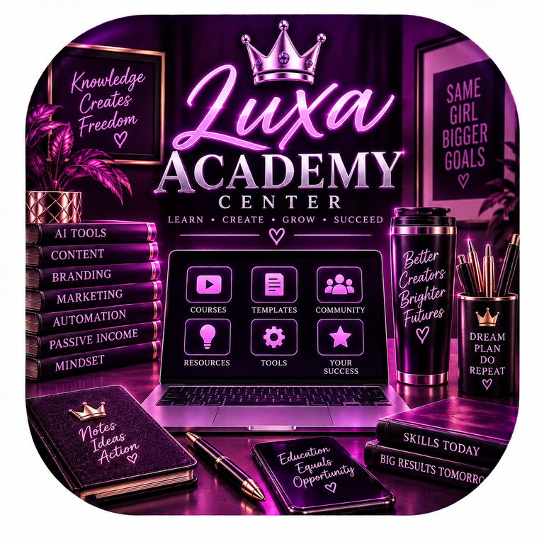 Luxa Academy Center open on a laptop in a creative home studio